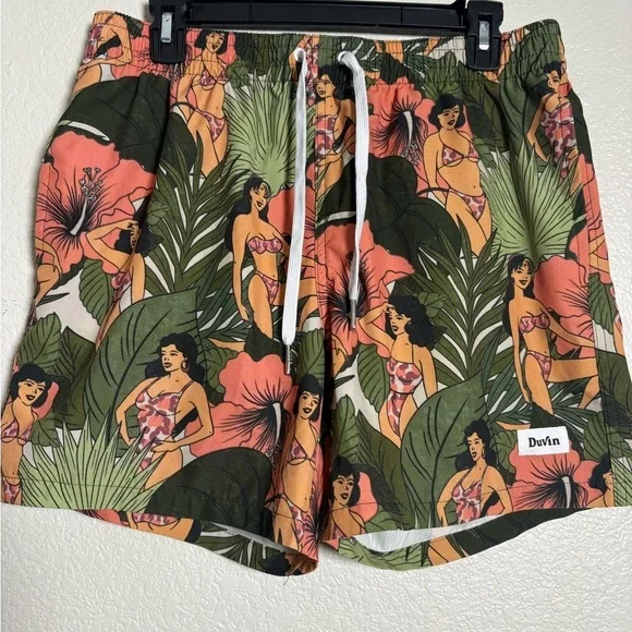 DuVin Design Beach Babes Tropical Print Swim Shorts, Novelty, Quick Dry Fabric. - Picture 2 of 15